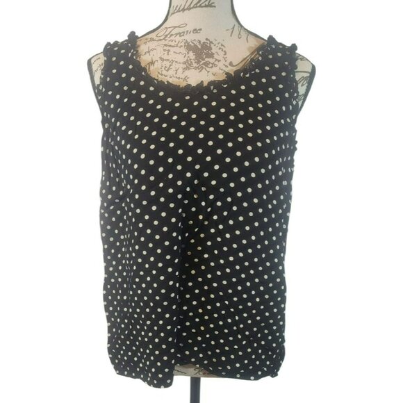 Tommy Hilfiger Black & White Polka Dot‎ Sleeveless Top Womens M - Picture 1 of 4